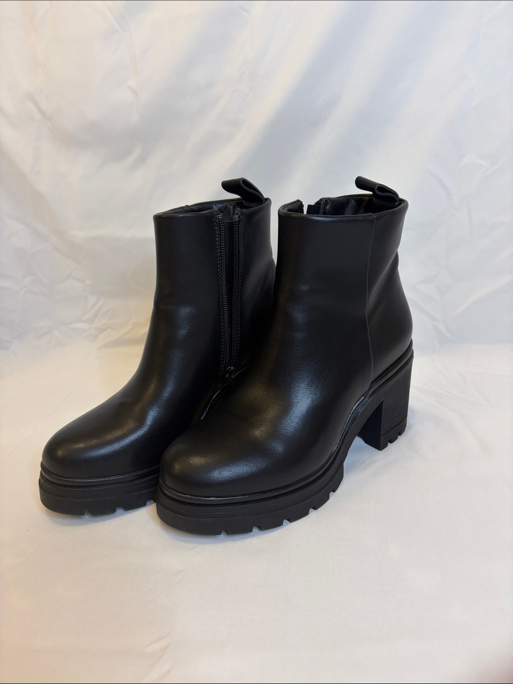 Women's Black Platform Ankle Boots with block heel
